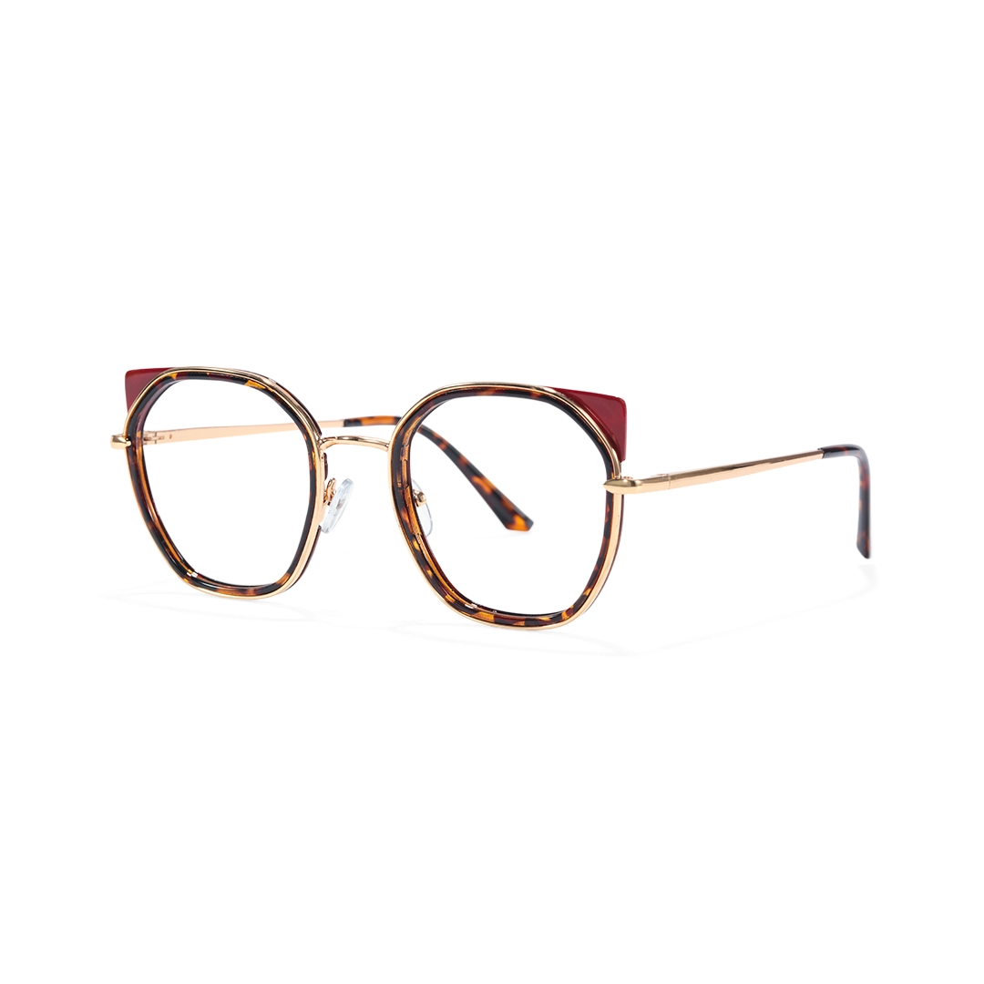 Angle view of Merry cat-eye metal eyeglasses CM0162401 in tortoise